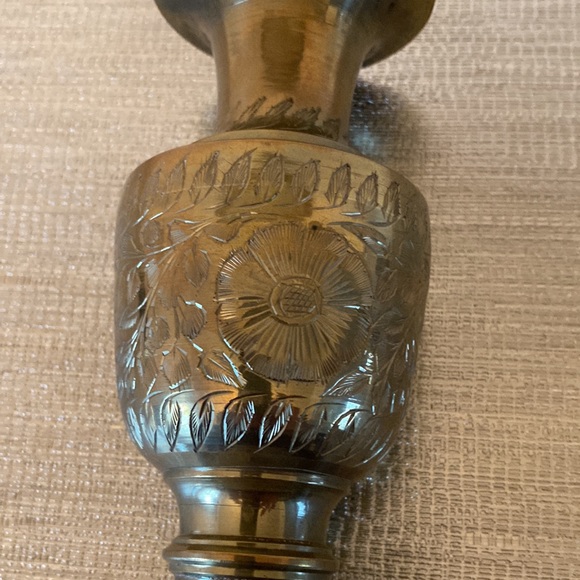 Solid Brass Etched Vintage Bud Vase Made in India - Picture 3 of 6